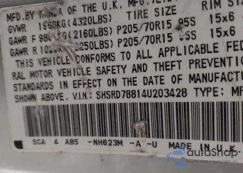 2004 Honda Cr-V Ex from USA, damaged, VIN SHSRD78814U203428